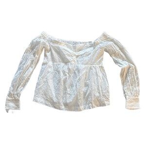 Maeve by Anthropologie Off the Shoulder Gingham Blouse white small NWT